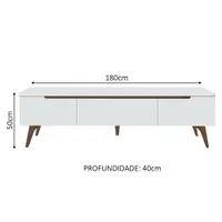 Rack Retrô Madesa Reims para TV até 75 Polegadas Pés de Madeira Branco