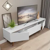Rack Retrô Madesa Reims para TV até 75 Polegadas Pés de Madeira Branco
