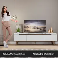 Rack Retrô Madesa Reims para TV até 75 Polegadas Pés de Madeira Branco
