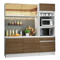 Cozinha Compacta Madesa Diamante Pop com Armário, Balcão e Tampo Branco/Rustic