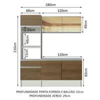 Cozinha Compacta Madesa Diamante Pop com Armário, Balcão e Tampo Branco/Rustic