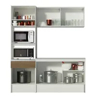 Cozinha Compacta Madesa Diamante Pop com Armário, Balcão e Tampo Branco/Rustic