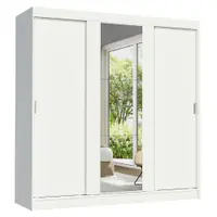 Guarda-Roupa Casal Madesa Reno 3 Portas de Correr com Espelho Branco
