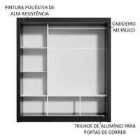 Guarda-Roupa Casal Madesa Mônaco 3 Portas de Correr com Espelho Preto