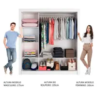 Guarda-Roupa Casal Madesa Mônaco 3 Portas de Correr com Espelho Branco