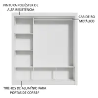 Guarda-Roupa Casal Madesa Mônaco 3 Portas de Correr com Espelho Branco