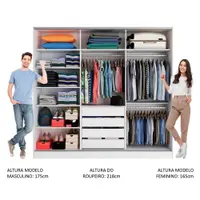 Guarda-Roupa Casal 100% MDF Madesa Royale 3 Portas de Correr com Espelho Branco