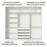 Guarda-Roupa Casal 100% MDF Madesa Royale 3 Portas de Correr com Espelho Branco