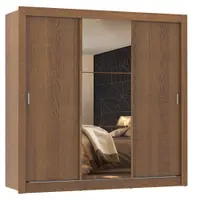 Guarda-Roupa Casal Madesa Mônaco 3 Portas de Correr com Espelho Rustic