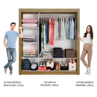 Guarda-Roupa Casal Madesa Mônaco 3 Portas de Correr com Espelho Rustic