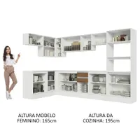 Armário de Cozinha Completa de Canto 100% MDF 447cm Branco/Rustic/Crema Smart Madesa 02