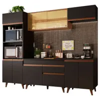 Armário de Cozinha Completa 260cm Preto/Rustic Reims Madesa 02