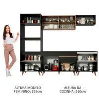 Armário de Cozinha Completa 260cm Preto/Rustic Reims Madesa 02