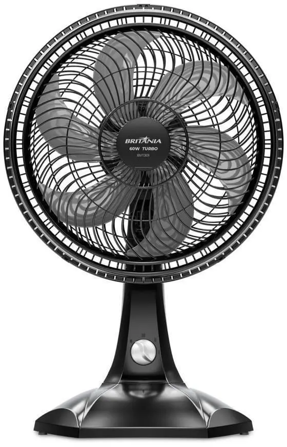 Ventilador de Mesa Britânia BVT301 6 Pás 30cm 60W Preto 110V