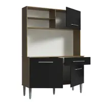 Armário de Cozinha Compacta 120cm Rustic/Preto Life Madesa