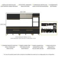 Cozinha Completa 5Pç C/ Armário E Balcão Mp3689 Veneza Preta