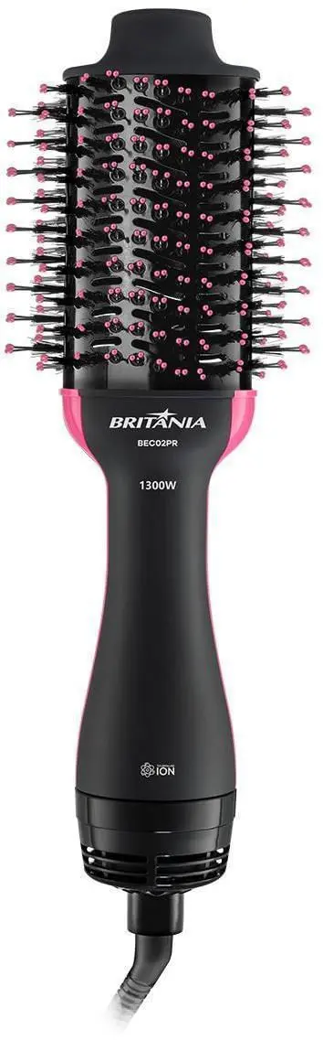 Escova de Cabelo Secadora Britânia BEC02PR Preto e Rosa 1300W Bivolt