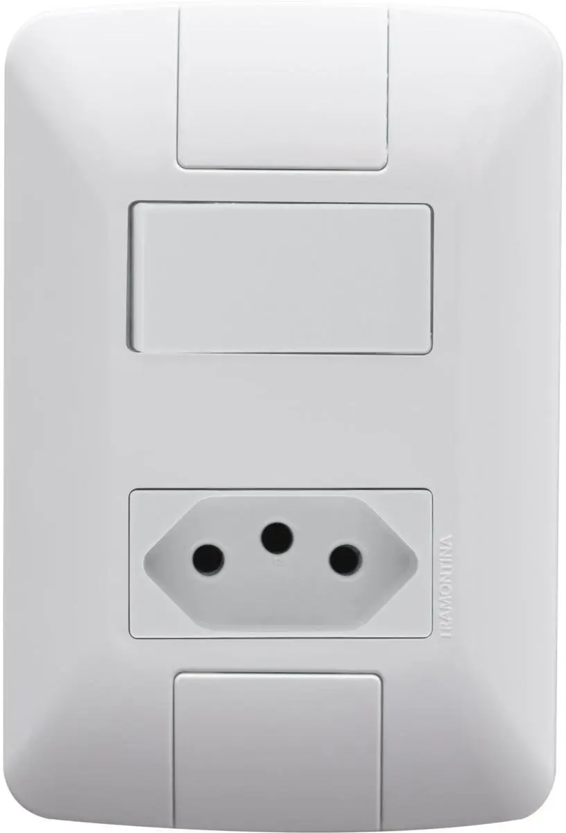 Interruptor Tramontina Aria Simples 2 Polos e 1 Tomada 10A Branco