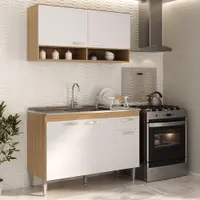 Cozinha Compacta 120cm com Armário e Balcão para Pia Paris Multimóveis MP2231