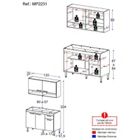 Cozinha Compacta 120cm com Armário e Balcão para Pia Paris Multimóveis MP2231