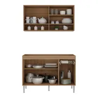 Cozinha Compacta 120cm com Armário e Balcão para Pia Paris Multimóveis MP2231