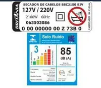 Secador de Cabelo Britânia Bivolt 2100W BSC2150 Preto