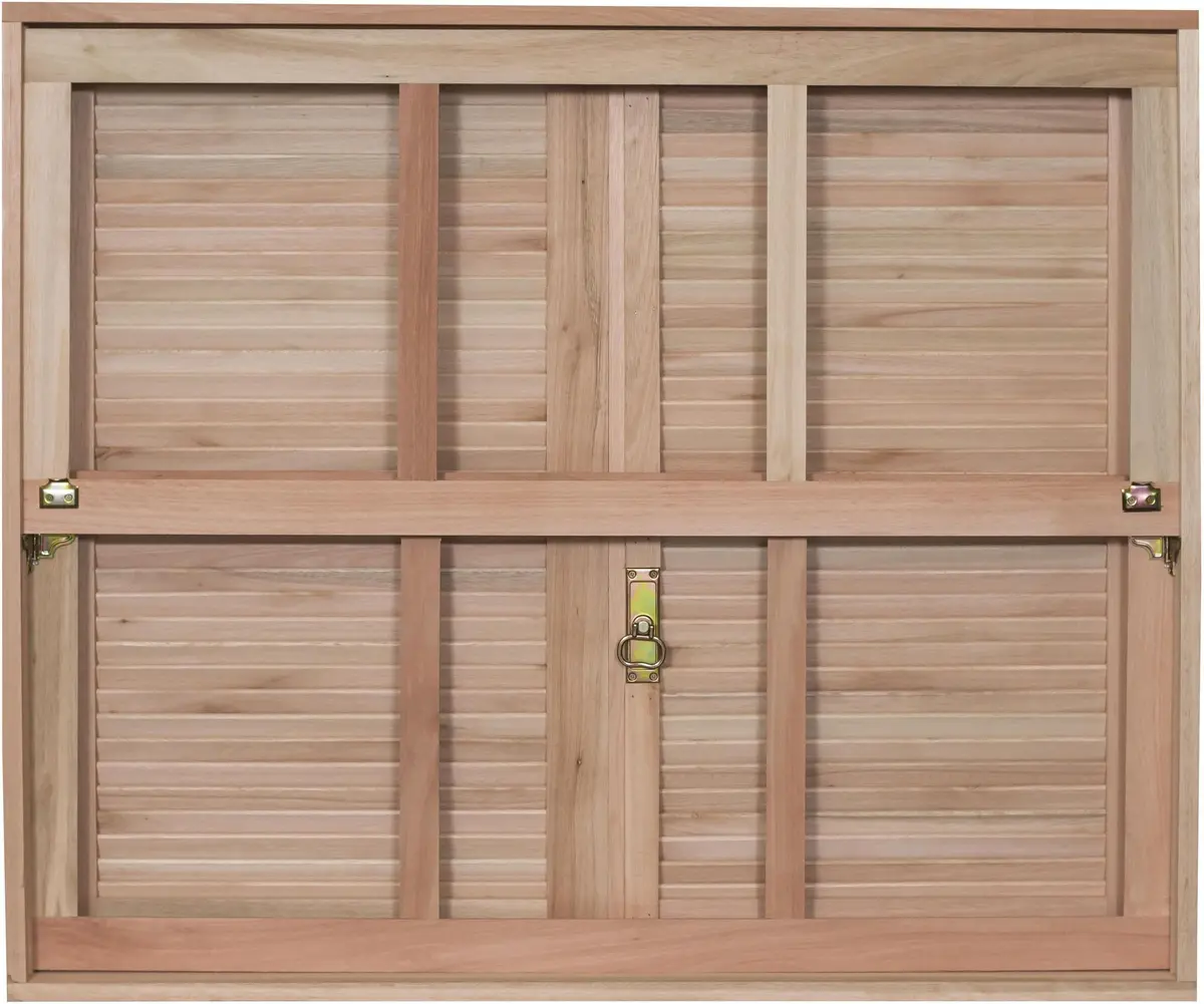 Janela de Madeira Eucalipto Rondosul Guilhotina com Veneziana de Abrir G990 120x100x12cm Vidro Quadriculado