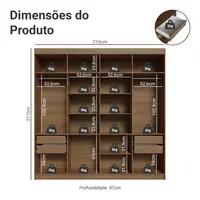 Guarda-Roupa Casal 8 Portas Batentes com Espelho Rustic/Crema/Rustic Venus Madesa