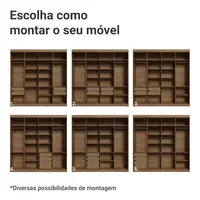Guarda-Roupa Casal 8 Portas Batentes com Espelho Rustic/Crema/Rustic Venus Madesa