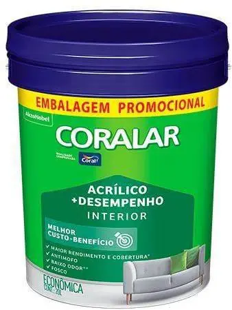 Tinta Acrílica Coralar Mais Desempenho Balde 20Litros Branco