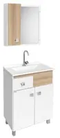Conjunto de Móveis Para Banheiro Fabribam Kit Pop 60cm Branco e Carvalho
