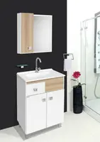 Conjunto de Móveis Para Banheiro Fabribam Kit Pop 60cm Branco e Carvalho