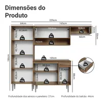 Armário de Cozinha Completa 229cm Rustic/Preto Emilly Madesa 016