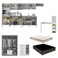 Kit Casa Completa Armário Cozinha/Guarda-Roupas Casal/Cômoda/Cama Box/Colchão Multimóveis CR60011