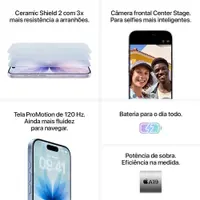 iPhone 17 Apple (256GB) Preto, Tela de 6,3", 5G e Câmera de 48MP