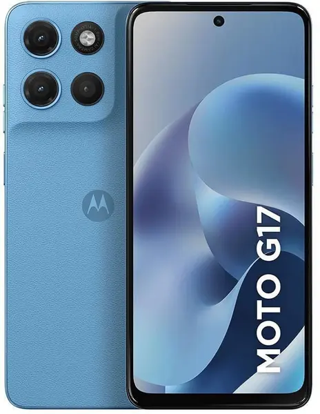 Smartphone / Telefone Motorola G17 128GB 4GB+8GB RAM Boost Câmera de50MP, Tela 6.7" Azul Claro