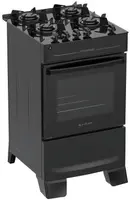 Fogão a Gás de Piso 4 Bocas Atlas Mônaco Top Glass Preto com AcendimentoAutomático Bivolt