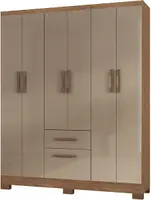 Guarda-Roupa / Roupeiro 6 Portas 1 Gaveta Urban Atualle 5152QR-490 Acacia Madeirado/Reflecta Brilho 148,5cm