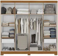 Guarda-Roupa / Roupeiro 8 Portas 2 Gavetas Spazio 2443QR-601 Nogueira Madeirado/Natura Off White 208cm