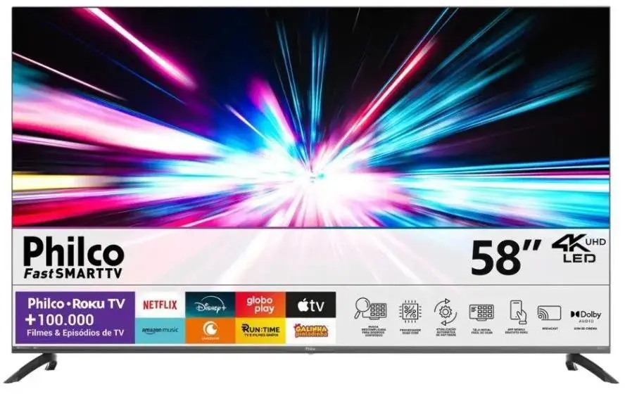 Smart Tv/ Televisor 58" Philco 4K Led Roku Dolby Áudio P58CRA