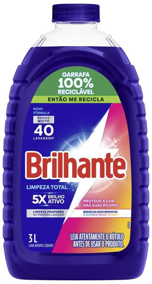 Sabão Liquido Brilhante Limpeza Total 3Litros