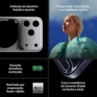 iPhone 17 Pro (256GB) Prateado, Tela de 6,3", 5G e Câmera de 48MP