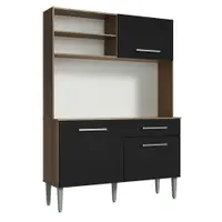 Cozinha Completa Compacta 120cm Life Rústico Preto Madesa