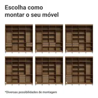 Guarda-Roupa Casal com Pés 8 Portas Batentes com Espelho Rustic/Crema/Rustic Netuno Madesa