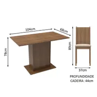 Conjunto Sala de Jantar Lexy Madesa Mesa Tampo de Madeira com 4 Cadeiras - Rustic/Sintético Bege