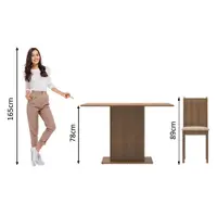 Conjunto Sala de Jantar Lexy Madesa Mesa Tampo de Madeira com 4 Cadeiras - Rustic/Sintético Bege