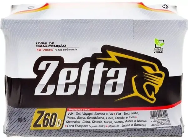 Bateria Moura Zetta 60ah Direita Z60