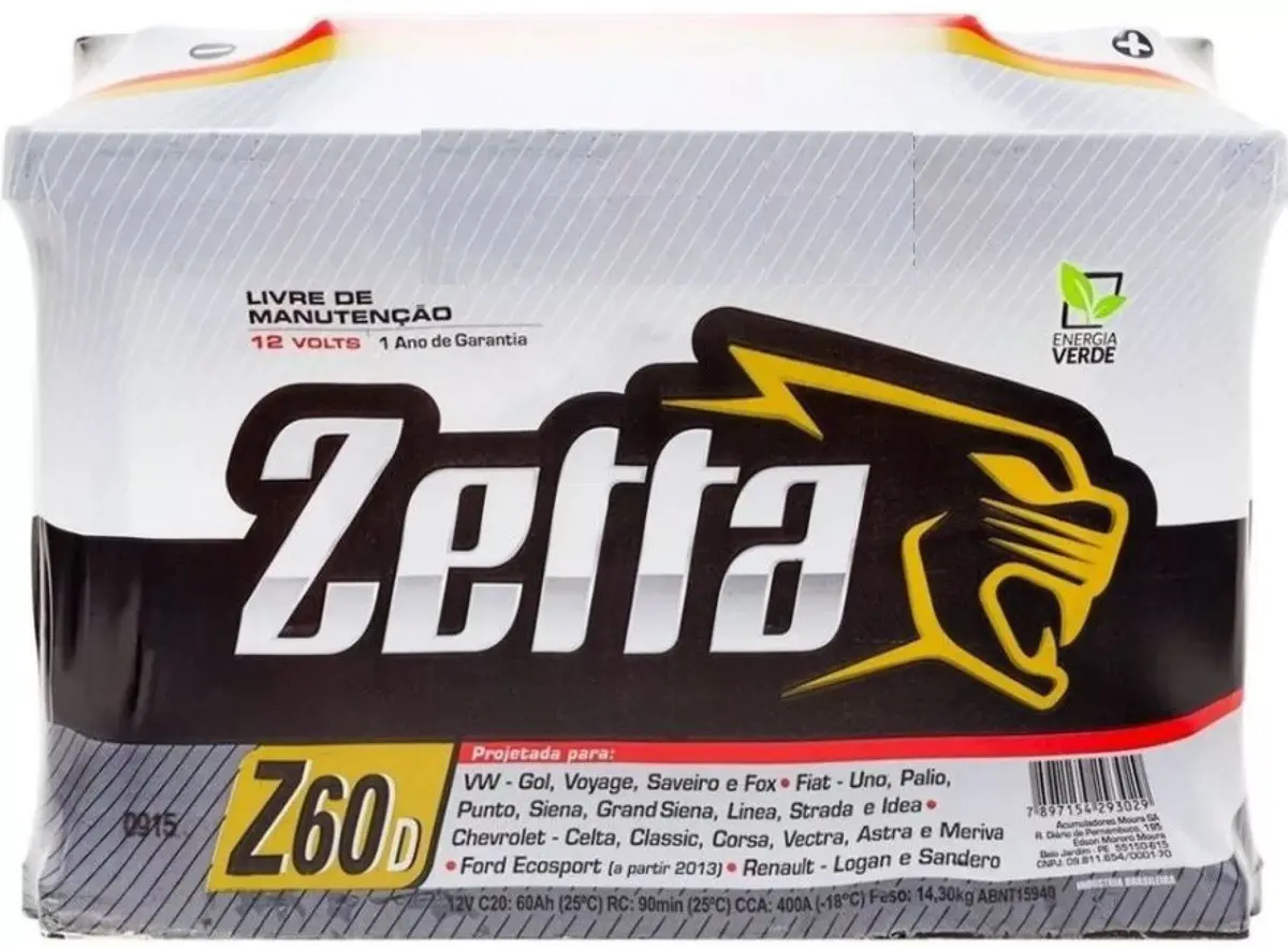 Bateria Moura Zetta 60ah Direita Z60