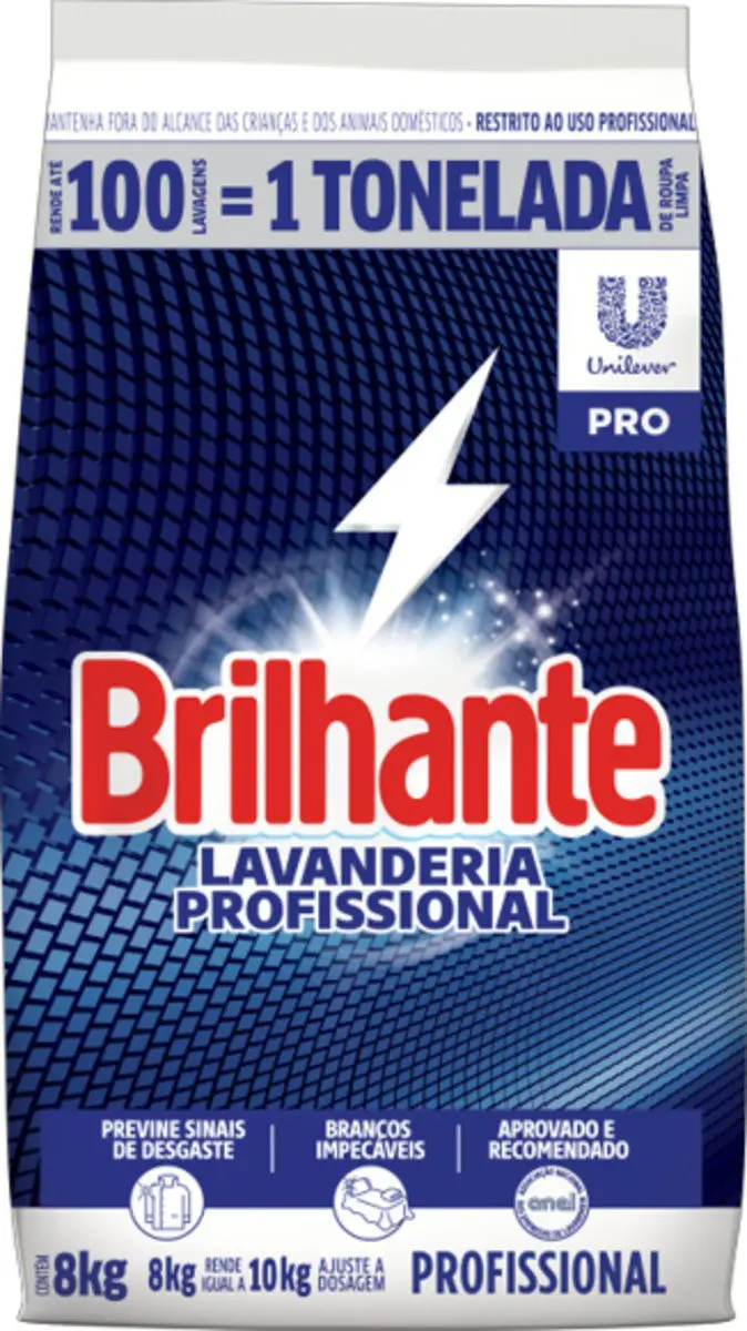 Sabão em Pó Lavanderia Profissional Brilhante Pro Pacote 8kg