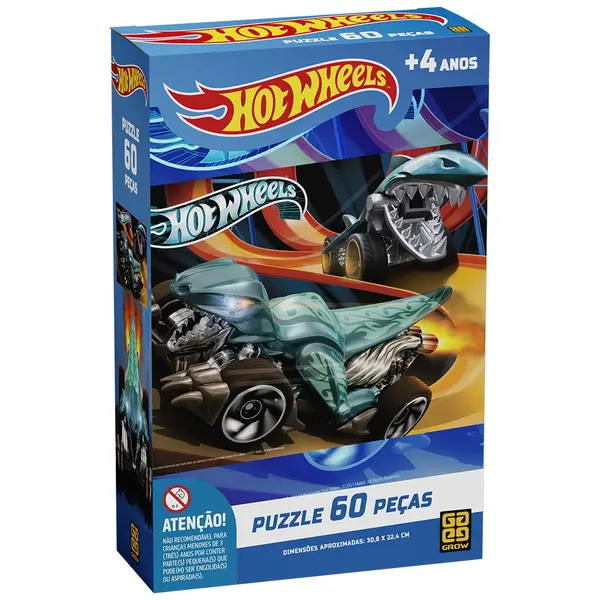 Quebra-Cabeça - Hot Wheels - 60 Peças - Grow